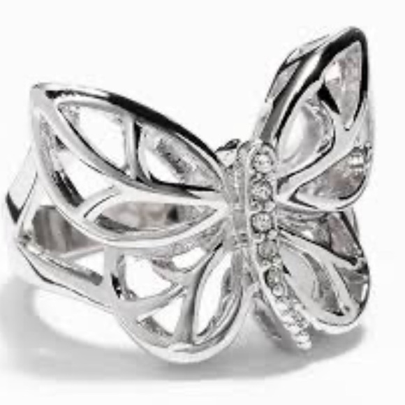 Jewelry - Butterfly Ring Silver with Cubic Zirconia Size 10.5